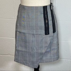 Blush Plaid Mini Skirt with Side Zipper and Zipper Details
